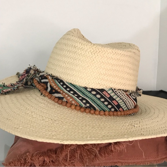 NWT Madewell x Wyeth Straw Kassia Pattern Beaded Wide Brim Straw Rancher Hat OS - Picture 2 of 10